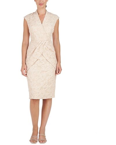 JS Collections Faux-wrap Textured Cocktail And Party Dress - White