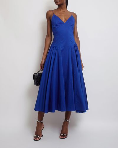 TOVE Electric Simple Strap Cotton Midi Dress - Blue