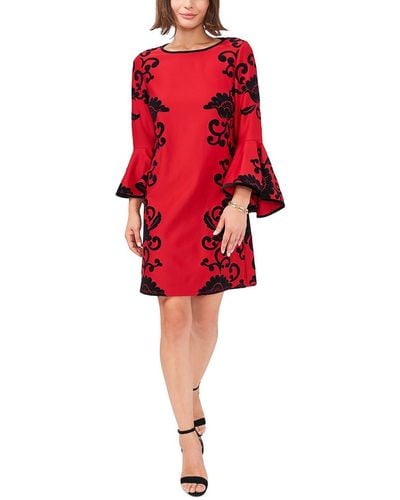 Msk Flocked Mini Cocktail And Party Dress - Red
