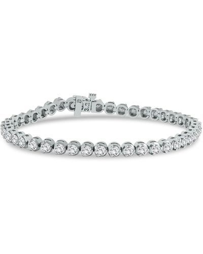 Monary 3 Carat Tw Three Prong Diamond Tennis Bracelet - Metallic