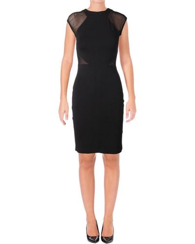 French Connection Mesh Inset Sheath Cocktail Dress - Black