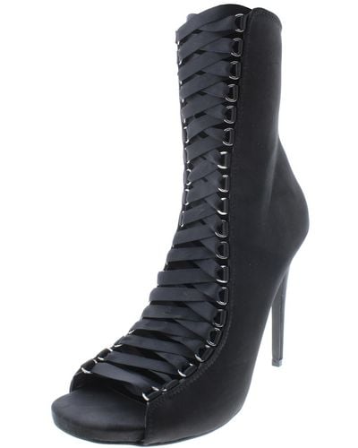 Steve Madden Fuego Satin Lace-up Booties - Black