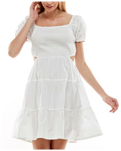 Planet Gold Juniors Cotton Cut-out Fit & Flare Dress - White