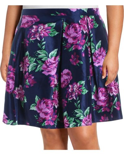 Sequin Hearts Juniors Plus Floral Print A-line Skirt - Multicolor
