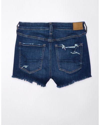 American Eagle Outfitters Ae Next Level High-waisted V-rise Denim Short Short - Blue