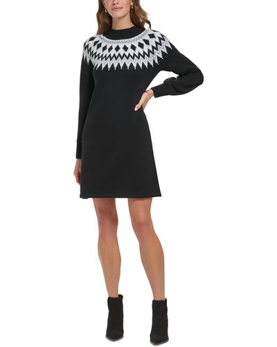 Jessica Howard Knit Midi Sweaterdress - Black