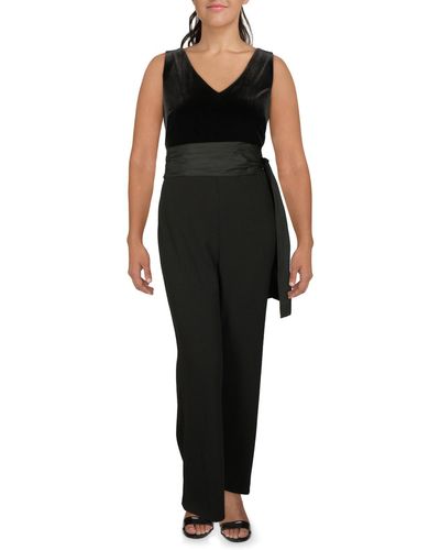 Lauren by Ralph Lauren Velvet/crepe Long Sleeves Jumpsuit - Black