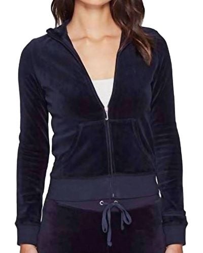 Juicy Couture Velour Full Zip Sweatshirt Jacket - Blue