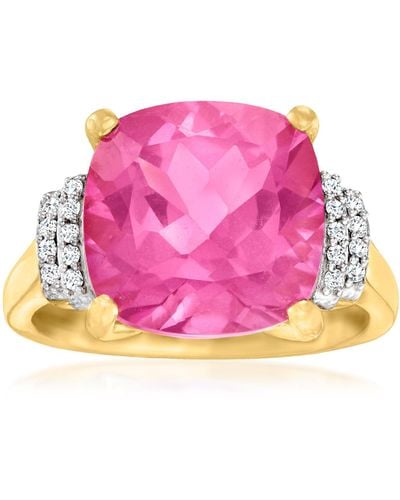 Ross-Simons Topaz Ring With Diamond Accents - Pink