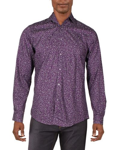 INC Floral Regular Fit Button-down Shirt - Purple