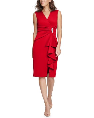 Jessica Howard Surplice Knee-length Sheath Dress - Red