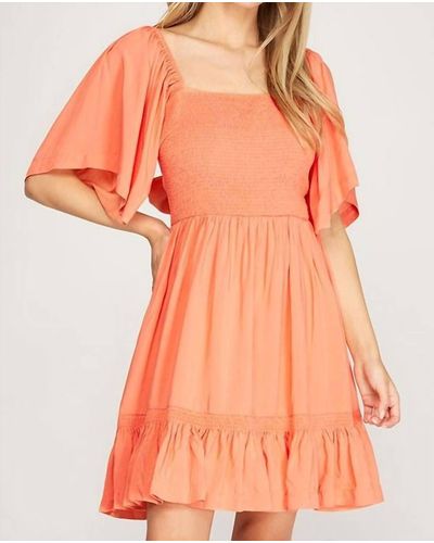 She + Sky Melon Sun Dress - Orange