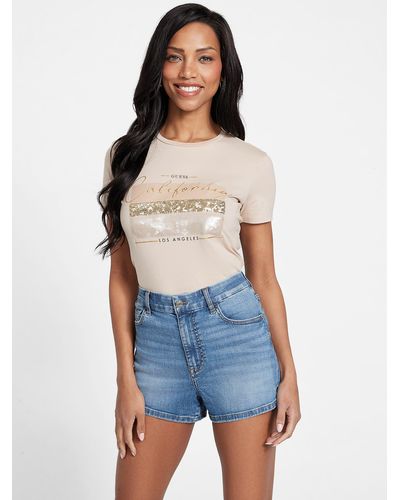 Guess Factory Ferny Embellished Tee - Blue