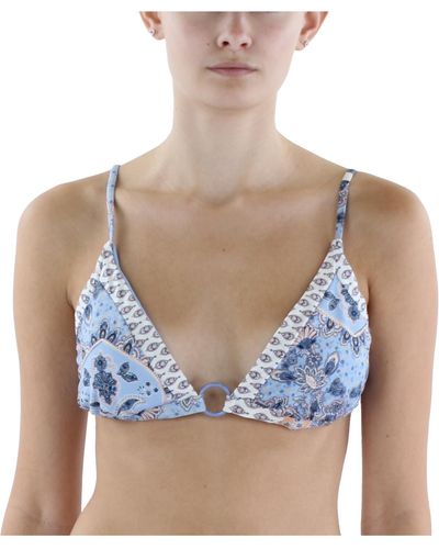 Lucky Brand Printed Nylon Bikini Swim Top - Blue