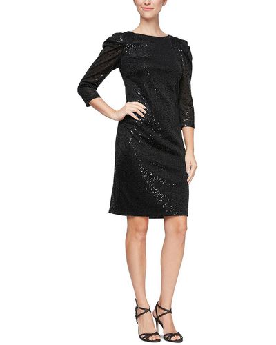 SLNY Sequined Mini Sheath Dress - Black