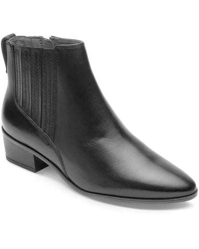 Rockport Geovana Leather Pull On Chelsea Boots - Black