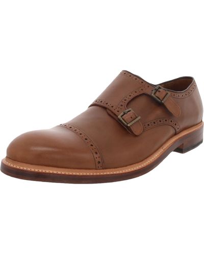 Bostonian Somerville Mix Leather Round Toe Monk Shoes - Brown
