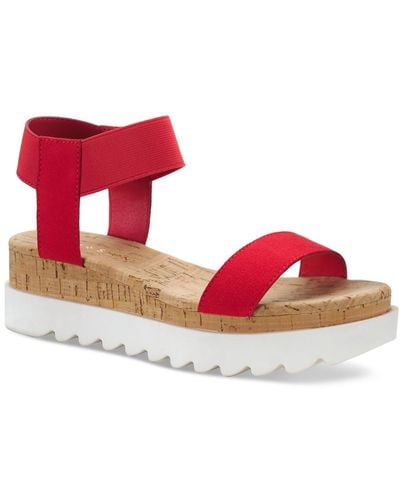 Sun & Stone Melanyy Laceless Open Toe Wedge Sandals - Red