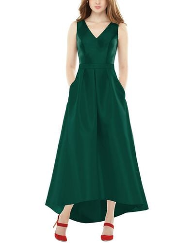 Alfred Sung Pleated Long Evening Dress - Green