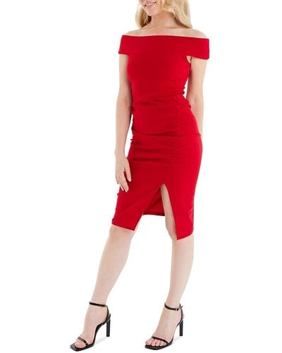 Quiz Off-the-shoulder Midi Bodycon Dress - Red