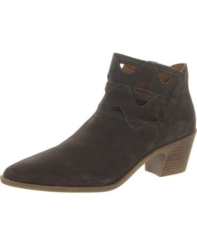 Lucky Brand Pointed Toe Block Heel Ankle Boots - Brown