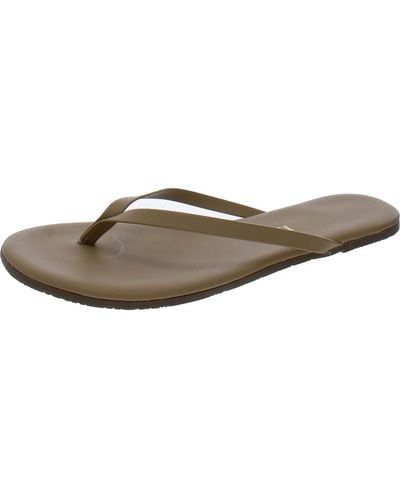 TKEES Leather Flip Flop Slide Sandals - Brown