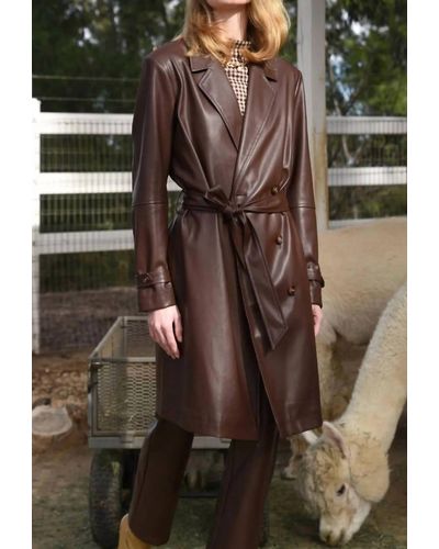 Greylin Elisha Faux Leather Trench - Brown