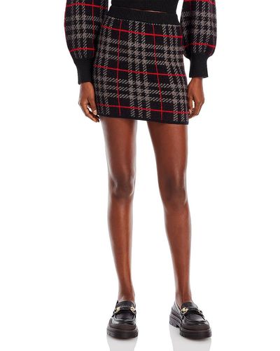 En Saison Knit Plaid Mini Skirt - Black