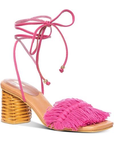 Silvia Cobos Canasto Fringe Leather Dressy Heels - Pink