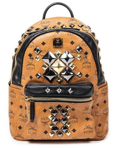 MCM Small Stark Front Studded Backpack - Green