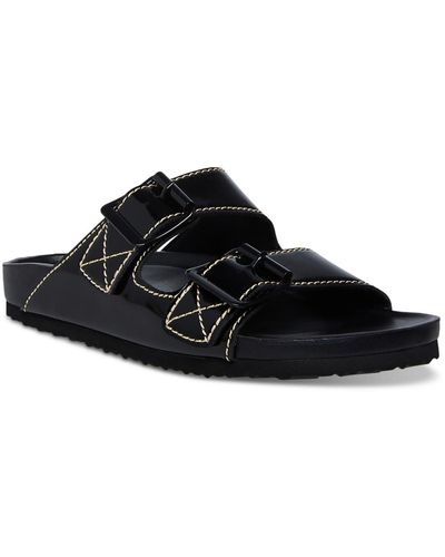 Madden Girl Boxer Patent Leather Summer Slide Sandals - Black