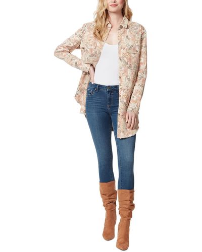 Jessica Simpson Raw Hem Short Shirt Jacket - Blue