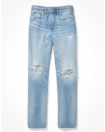 American Eagle Outfitters Ae Ripped Low-rise baggy Straight Jean - Blue