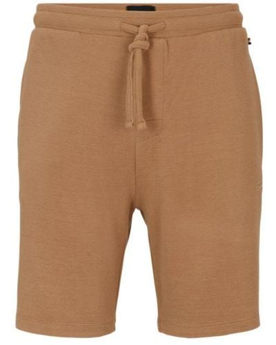 BOSS Stretch-jersey Pajama Shorts With Embroidered Logo - Natural