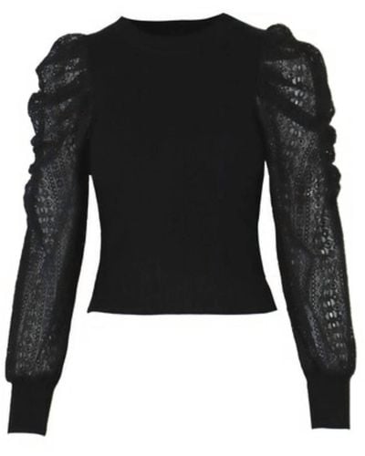 Lucy Paris Lily Bubble Sleeve Top In Black