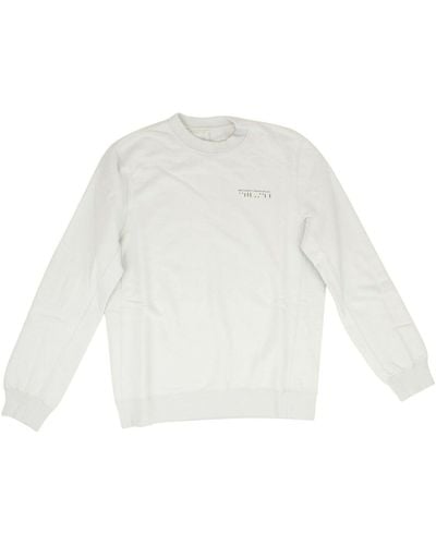 Unravel Project Light Gray Cotton Branded Crew Neck Sweatshirt - White