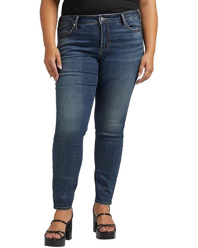 Silver Jeans Co. Plus Elyse Mid-rise Comfort Fit Skinny Jeans - Blue