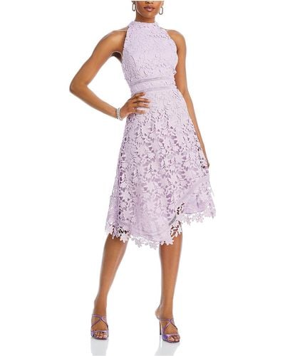 Eliza J Ladder Stitch Asymmetric Halter Dress - Pink