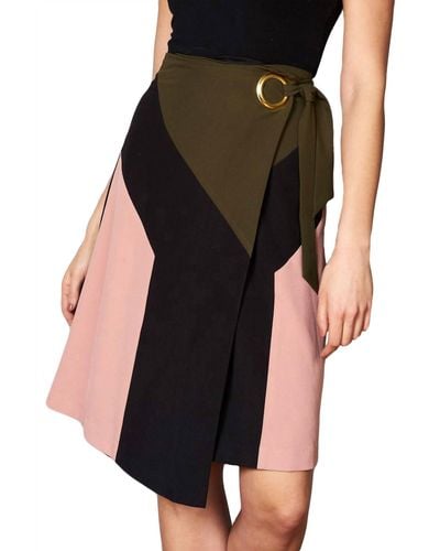 Hutch Dawn Color Block Wrap Skirt - Black
