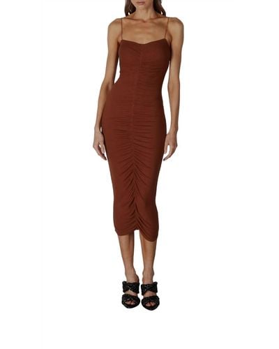 Enza Costa Silk Knit Strappy Dress - Brown