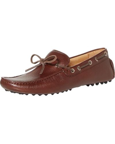 The Men's Store Tie Driver Leather Square Toe Loafers - Brown