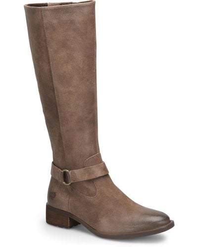 Born Saddler Round Toe Side Zipper Knee-high Boots - Brown
