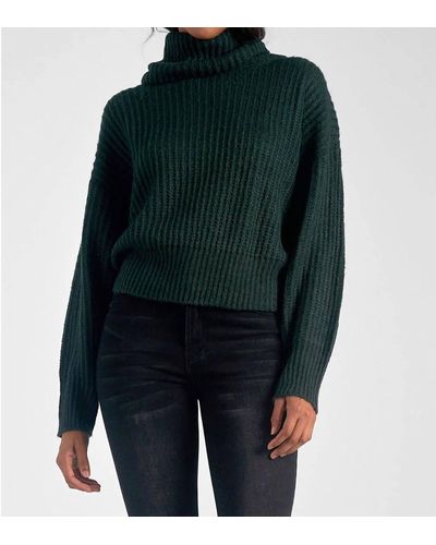 Elan Ribbed Turtleneck Sweater - Green