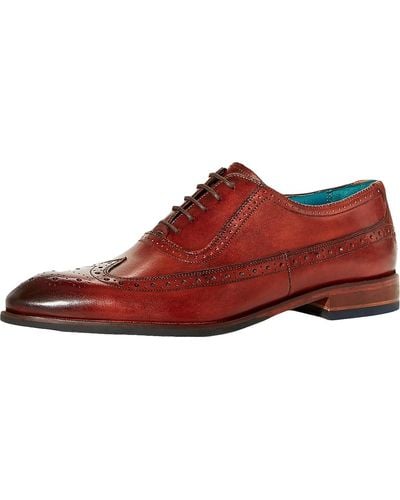 Ted Baker Asonce Leather Oxford Wingtip Brogues - Red