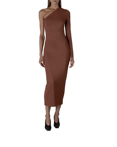 Enza Costa Lurex Jersey Dress - Brown