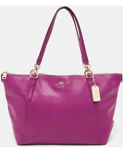 COACH Magenta Leather Ava Tote - Purple