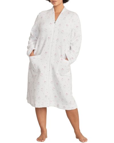 Eileen West Diamond Quilt Waltz Zip Robe - White