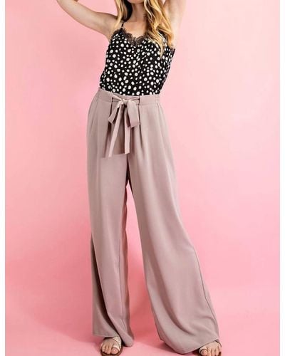 Eesome Ee:some Wide Leg Pants With Self Tie Belt - Pink