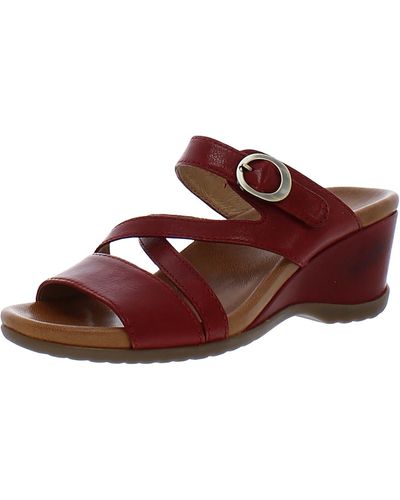 Dansko Leather Slip On Wedge Sandals - Brown