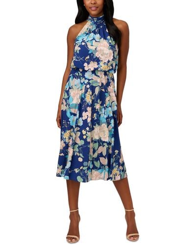 Adrianna Papell Polyester Fit & Flare Dress - Blue